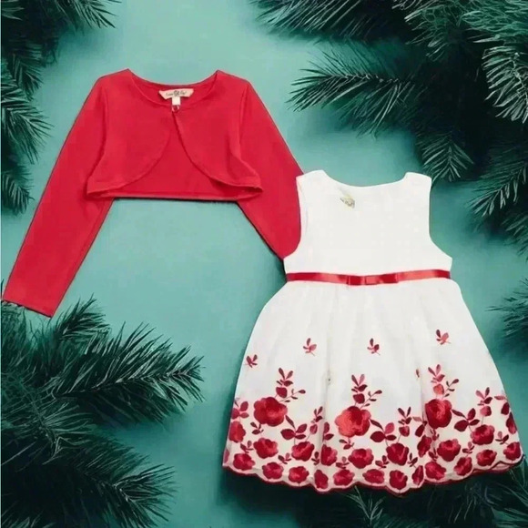 6-9mo Embroidered Christmas white and red Purple&Rose dress. Dsct w bundle. - Picture 5 of 9